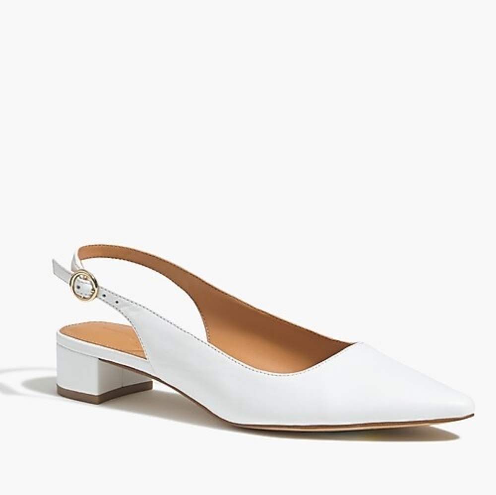 NWT J Crew White Leather Slingback Flats